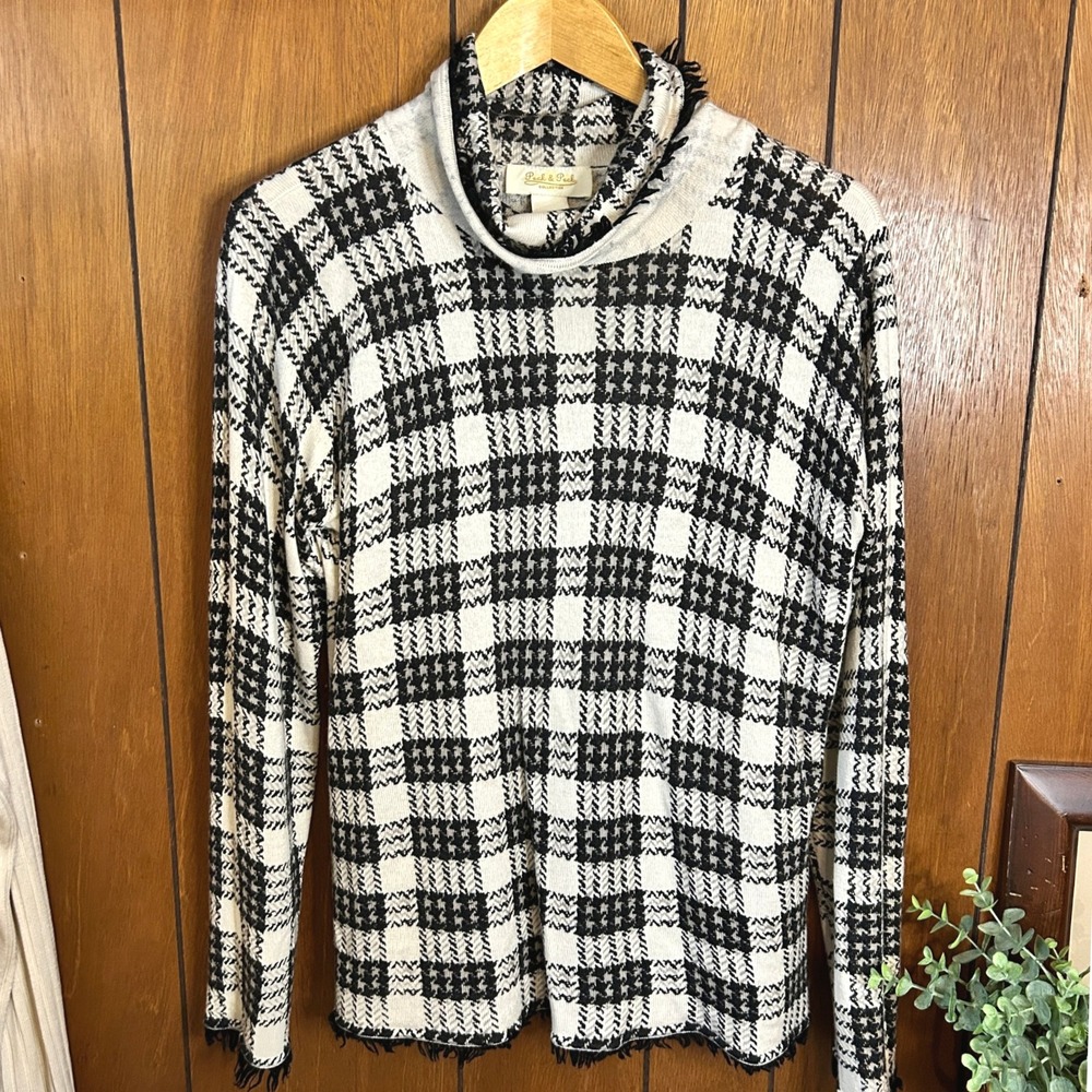 Peck & Peck Collection Women's Plaid Cowl‎ Neck Silk Cashmere Blend Top